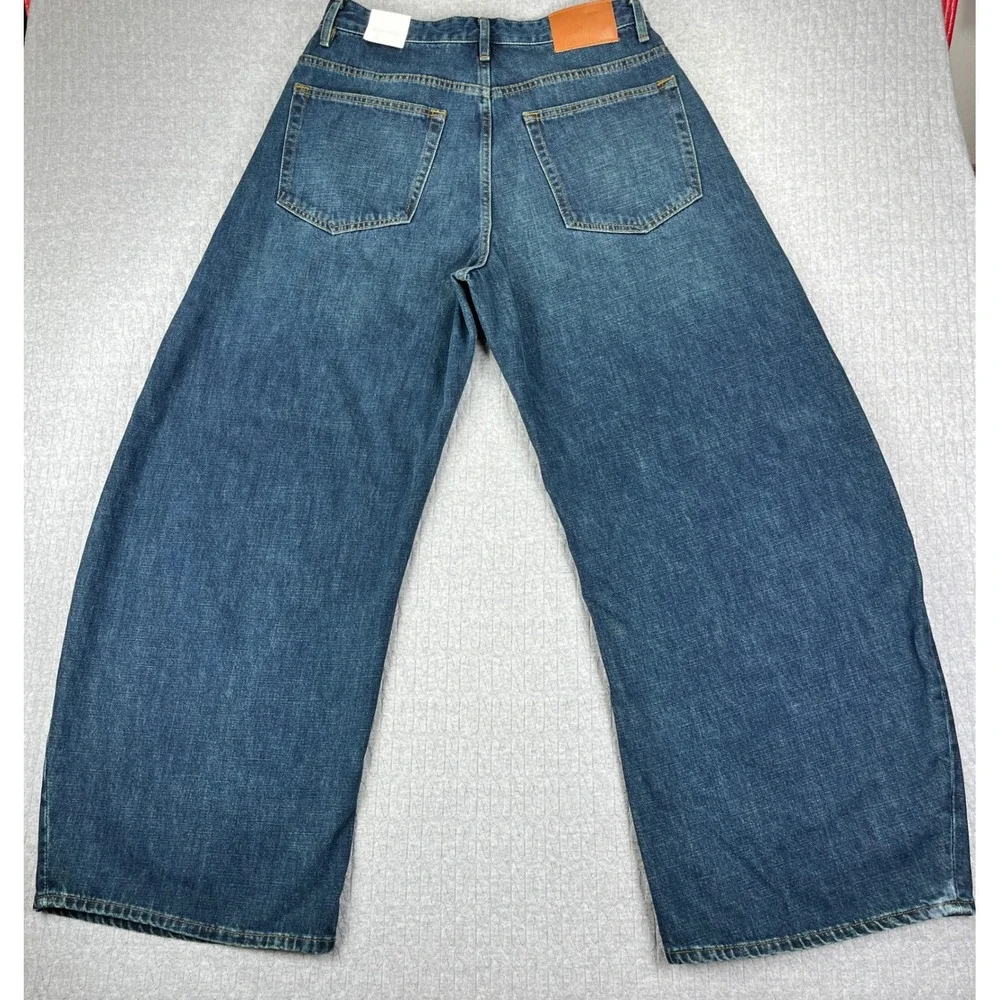 New Zara baggy balloon wide leg Jeans Women 31 Blue High Rise Button Fly Denim - Picture 3 of 15